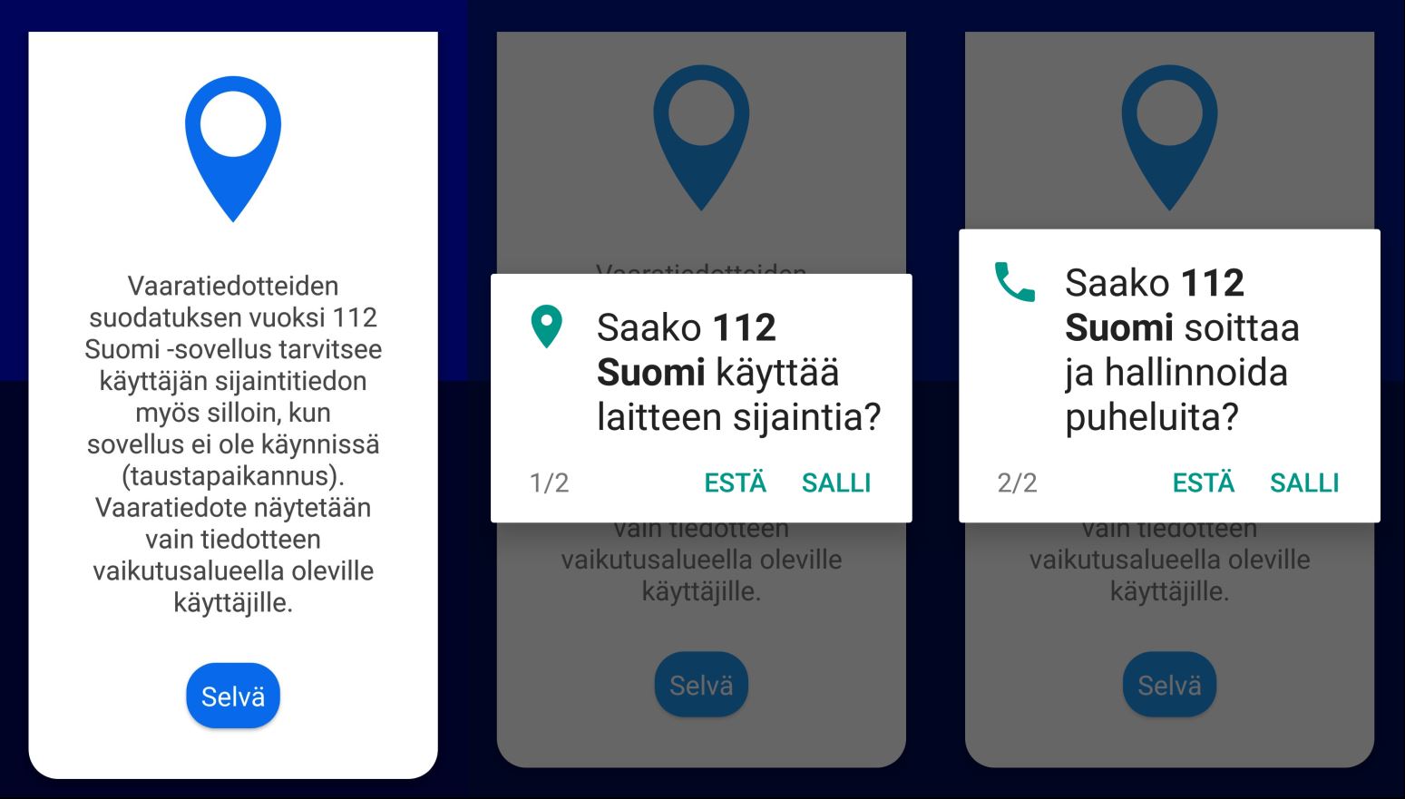 112 Suomi sovelluksen asentamisen luvat